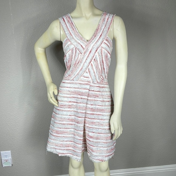 W118 by Walter Baker Mini Dress Tweed Candy Stripe Side Cut Out Sleeveless Sz M - Picture 3 of 12